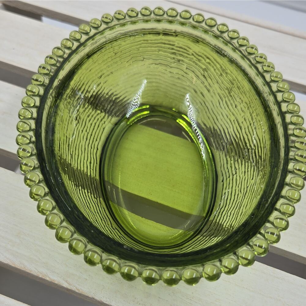 Indiana Green Pressed Glass Hen on Nest Covered Dish with Lid Oval 2-Piece Set - Picture 3 of 5